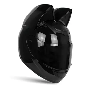 SUBO-casco de Moto de cara completa para mujer, protector de cabeza de Motocross con orejas de gato, a la moda