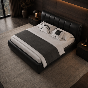 <span class=keywords><strong>Lit</strong></span> convertible en cuir moderne de luxe, capitonné, minimaliste, rembourré, en peluche, taille double, réglable - Product Image 4