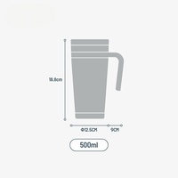 Gobelet isotherme de haute qualité en acier inoxydable SUS304 avec poignée et couvercle amovible, tasse à café en acier inoxydable pour la consommation quotidienne au travail