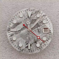 Cadran GMT lumineux bleu-vert à texture météorite de 28.5mm personnalisé, adapté à la montre NH34, en cuivre/laiton,