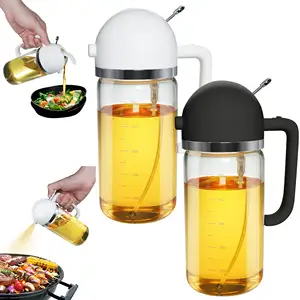 Conception de buse intelligente 2 en 1 distributeur d'huile d'olive et pulvérisateur d'huile BBQ 500ml bouteille de pulvérisateur d'huile pour la cuisson cuisine salade Barbecue