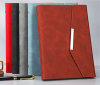 2025 nouveau magnétique de haute qualité A5 trois volets cahier à feuilles mobiles en cuir PU affaires classeur cahier planificateur logo personnalisé coffret cadeau
