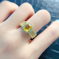 Factory Wholesale Price 925 Sterling Silver 18k Gold Plated Natural Yellow Sapphire Women Engagement Ring for Daily Commuting