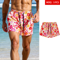 Shorts de bain et de surf légers pour hommes, 100 % polyester, taille mi-haute, imprimé floral coloré, séchage rapide, avec poches - Vente en gros ODM