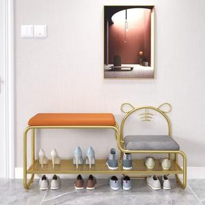 Banc à chaussures de style nordique avec porte-manteau intégré et rangement multifonctionnel pour la maison - Product Image 3