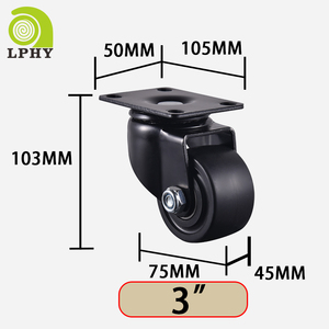 3 Zoll 75mm niedriger Schwerpunkt niedriges Profil schwarze Nylon räder Maschinen wagen Hochleistungs-Lenkräder Nylon rollen - Product Image 2