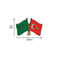 Insignes en émail doux à double drapeau personnalisés Épinglette en métal Accessoires pour costume vêtements Échange international Turquie USA et plus de drapeaux