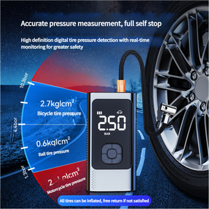 Compresseur d'air sans fil pour voiture avec batterie externe, gonfleur de pneus et ballons, gonfleur de pneus portable 12V DC numérique avec lumière - Product Image 2