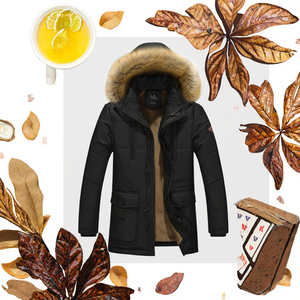 <span class=keywords><strong>Cappuccio</strong></span> in <span class=keywords><strong>pelliccia</strong></span> di pile giacca invernale da <span class=keywords><strong>uomo</strong></span> cappotto spesso caldo Parka Casual con chiusura a cerniera fodera in lana traspirante in maglia a scarico - Product Image 3