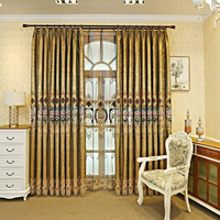 Rideaux occultants en polyester semi-occultants brodés jacquard floral de luxe, sur mesure, style européen, pour chambre à coucher
