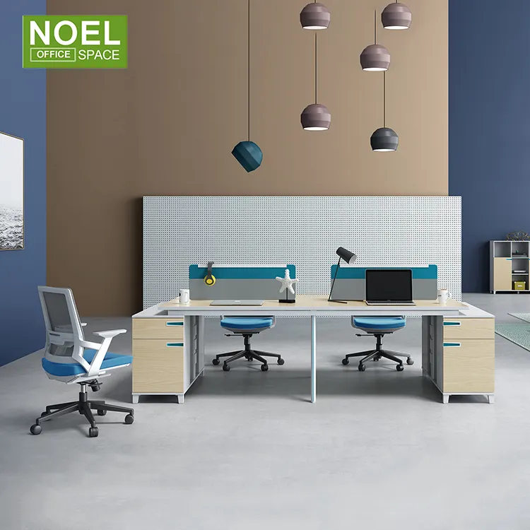 أثاث المكاتب الحديثة تصميم مكتب 4 شخص طاولة مكتب عمل مع مجلس الوزراء