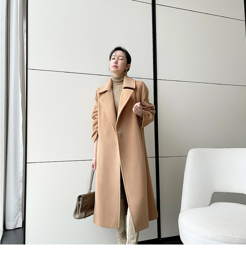 Pink cashmere coat for women 2022 new winter thickened high-grade women's mid-length temperament woolen coat