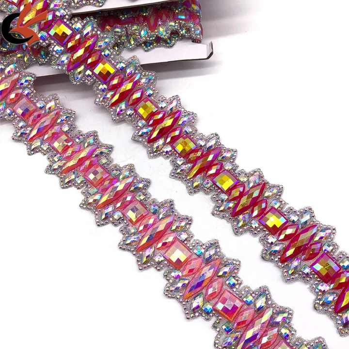 Shining Glitter Pink AB/Red AB Resin Gems Hot Fix Rhinestone Trimming ...