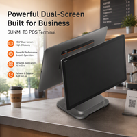 Terminal de point de vente de bureau SUNMI T3, double écran en option, Wi-Fi, caisse enregistreuse, écran réglable, logo personnalisé, machine de point de vente