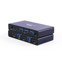 Commutateur KVM HDMI 4K 60Hz 2 ports pour 2 ordinateurs, avec contrôleur filaire, partage 1 moniteur et 1 clavier/souris, Plug and Play