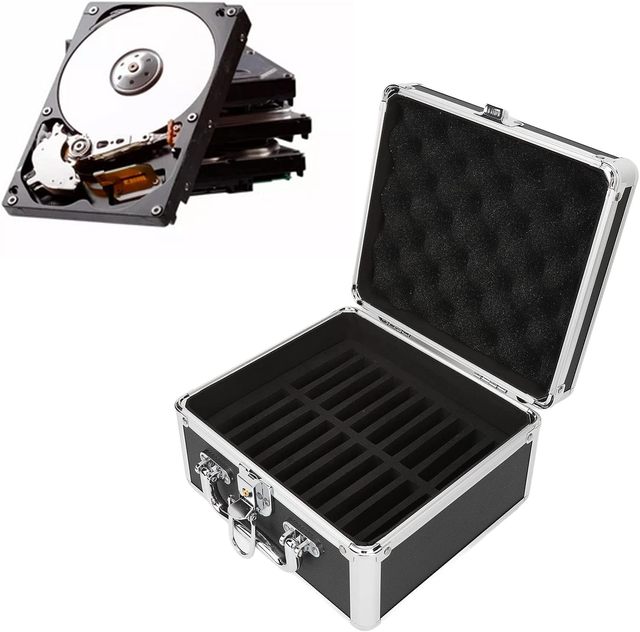 Hard Drive Protection Storage Box Case With Security Lock, 20 Bays Waterproof External Hard Disk Carrying Case