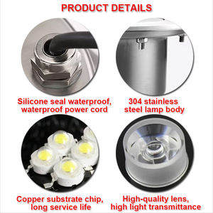 艾德林 LED 圆形喷泉灯 6W IP68 直径 130mm 单色水下可调光 2 年保修 不锈钢钢化玻璃 - Product Image 2