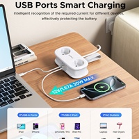 Prise de courant industrielle de table personnalisée en usine OEM ODM UE 2 prises USB PD20W 10A en PC ignifuge pour bureau