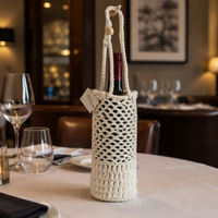Porte-bouteille au crochet, sac à vin tricoté, housse pour bouteille de vin rouge pour fête, mariage, décoration de la maison 9x23CM