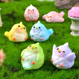 Ornamenti da giardino a forma di cartoni animati, piccoli uccellini colorati, decorazioni da scrivania per ragazze, accessori in resina. - Product Image 1