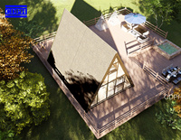 Structure en acier Solaire un Cadre Triangle Cabine avec Grands Verres Appl Moderne Préfabriqué Villa Mobile Internet Célébrité Moduler Maisons