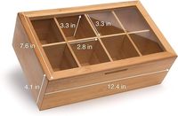 Boîte à thé en bambou avec couvercle magnétique et fenêtre en acrylique, coffre de rangement à 8 compartiments pour sachets de thé et sachets d'épices
