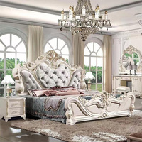 Europäische Royal Luxury Cali King Size Schlafzimmermöbel-Sets Modernes italienisches Glas Big Complete Bed Room Set für Mädchen