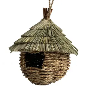 YUE Seagrass Natural Grass Bird House Nest Hanging Natural Woven Small Hanging Bird House