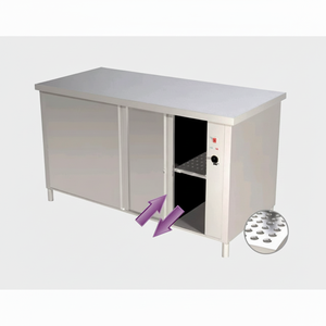 Tavolo riscaldato in acciaio inossidabile con porte scorrevoli - Product Image 1
