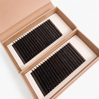 Extensions de cils marron chocolat doux à base souple, Cils en cachemire noir-marron, Cils individuels, Marque privée, Vente en gros