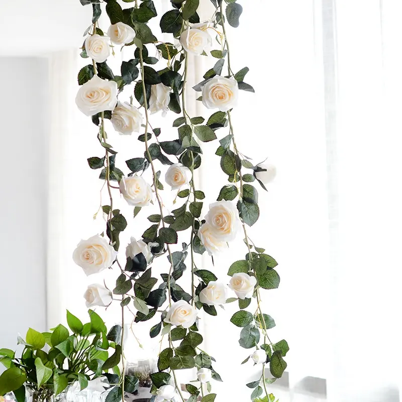 180cm Long 10 Flowers Silk Fabric Wedding Home Hanging Artificial Flower Garland for Decoration