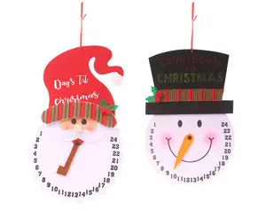 Vlies Weihnachts mann/Schneemann Weihnachten Advent Countdown Uhr Kalender Weihnachten 24 Tage Hängende Uhr Advents kalender