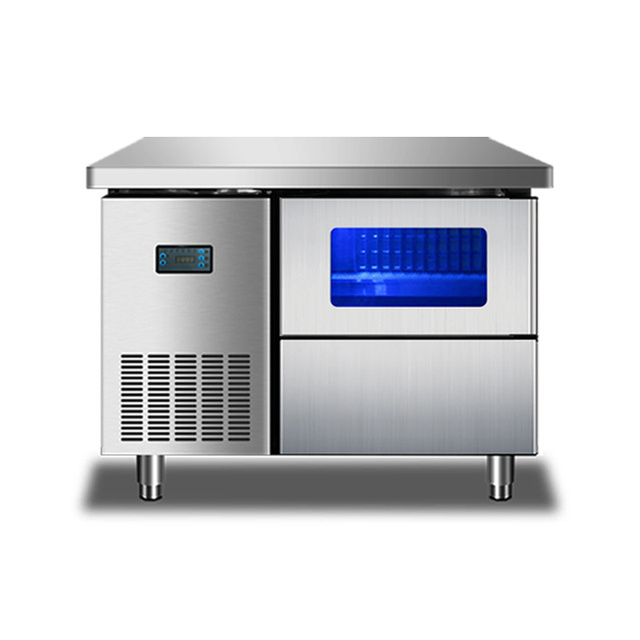 Commercial Fully Automatic Bar Counter Integrated Ice Maker 150kg Ice Storage Large Cubes for Milk Tea Shops Air-Cooled Machine