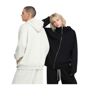 Wholesale High Quality 100% Cotton Heavyweight Padded 550gsm Comfortable Casual Fashionable Street Oversized High-<b>Zip</b> <b>Hooded</b> - Product Image 1