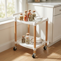 Étagère de rangement mobile à 2 niveaux pour collations, chariot de service roulant pour cuisine et maison avec roues