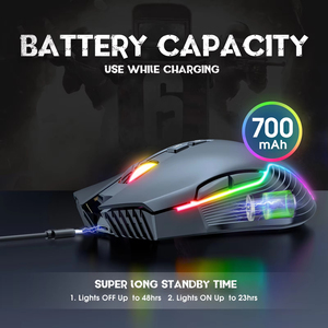 เมาส์ไร้สาย <span class=keywords><strong>ONIKUMA</strong></span> <span class=keywords><strong>CW905</strong></span> 2.4G แบบชาร์จได้ พร้อมปุ่ม 6 ปุ่ม เมาส์เกมมิ่ง RGB LED ออกแบบตามหลักสรีรศาสตร์สำหรับมือขวา เซ็นเซอร์ออปติคอล - Product Image 5