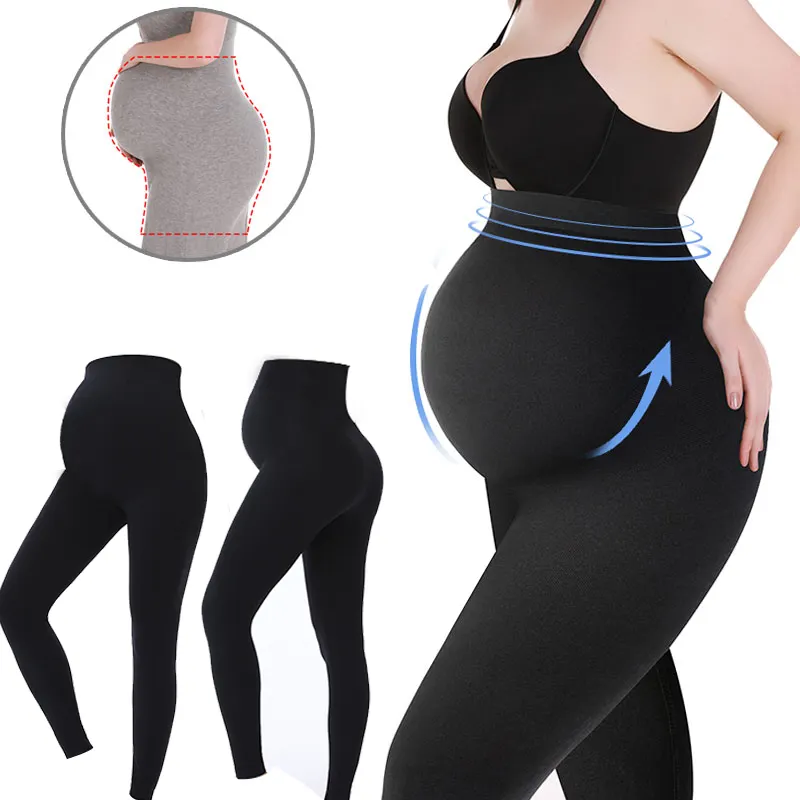 Leggings de maternité taille haute enceinte ventre soutien Legging femmes grossesse pantalon slim corps façonnage mode vêtements tricotés