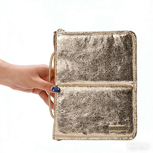 Cracked Metallic PU Large Capacity Durable <b>Makeup</b> <b>Brush</b> Roll Bag Portable Zipper Cosmetic <b>Brush</b> Storage <b>Case</b> with Elastic Slots - Product Image 6
