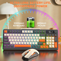Ensemble clavier et souris sans fil mécanique Free Wolf T96, double mode, éclairage LED, rechargeable, clavier silencieux