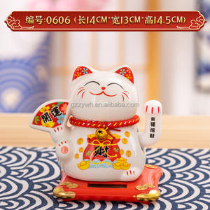 Figurine de fête du printemps décoration de chat porte-bonheur 6 pouces en céramique solaire Maneki Neko pour Noël ornements Feng Shui améliorer les ventes - Product Image 6