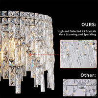 Lustres en cristal contemporains luxueux Lustre en cristal argenté moderne Lampe suspendue chaude pour salle à manger