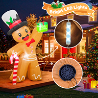 Homme en pain d'épices gonflable de Noël de 2,4 m avec lumières LED, décorations de vacances gonflables pour l'extérieur, la cour, le jardin, la pelouse, la fête