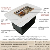 Yawei-Mesa de barbacoa comercial sin humo, mesa de barbacoa con calefacción infrarroja, placa de roca 670, 760