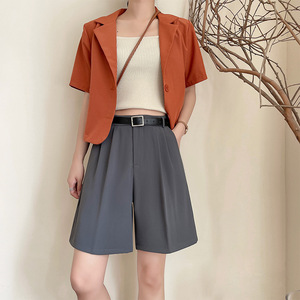 Completo Blazer e Shorts da Donna a Vita Alta, Slim Fit, Casual, Elegante, Comodo, Traspirante, alla <span class=keywords><strong>Moda</strong></span>, Leggero, Chic per Ufficio e <span class=keywords><strong>Lavoro</strong></span> Quotidiano - Product Image 2