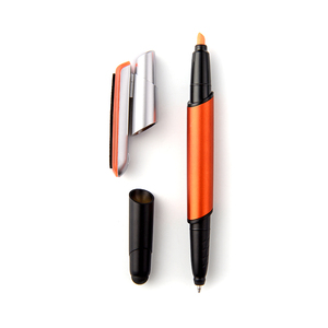Promocional bolígrafo pluma capacitiva de la pantalla táctil de 4 en 1 caucho lápiz con Gel resaltador - Product Image 6