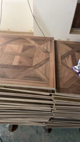 Parquet en bois radial sur mesure avec incrustation de nacre naturelle, carreaux de sol en bois incrustés carrés, décoration de villa
