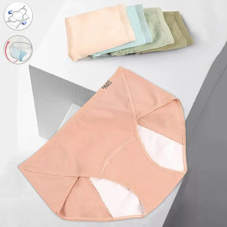 4 Layers Leak Proof Reusable Menstrual Brief Mid Waist Breathable Period Panties Ladies Combed Cotton Menstrual Panties