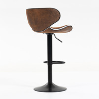 Tabourets de bar modernes à hauteur de comptoir en similicuir Pu Chaises d'îlot rembourrées avec rembourrage Dossier noir et repose-pieds