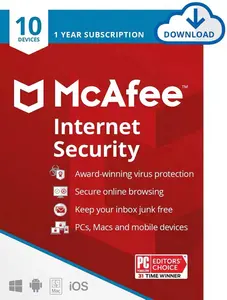 Trực Tuyến 1 Năm Thuê Bao 10 Thiết Bị Gửi Phần Mềm Chống Virus Chính Cho McAfee Internet Security 2022