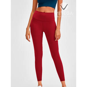 Leggings de yoga Vetega taille haute rouge uni pour femme – Pantalon de sport extensible dans quatre directions pour l'entraînement - Product Image 1